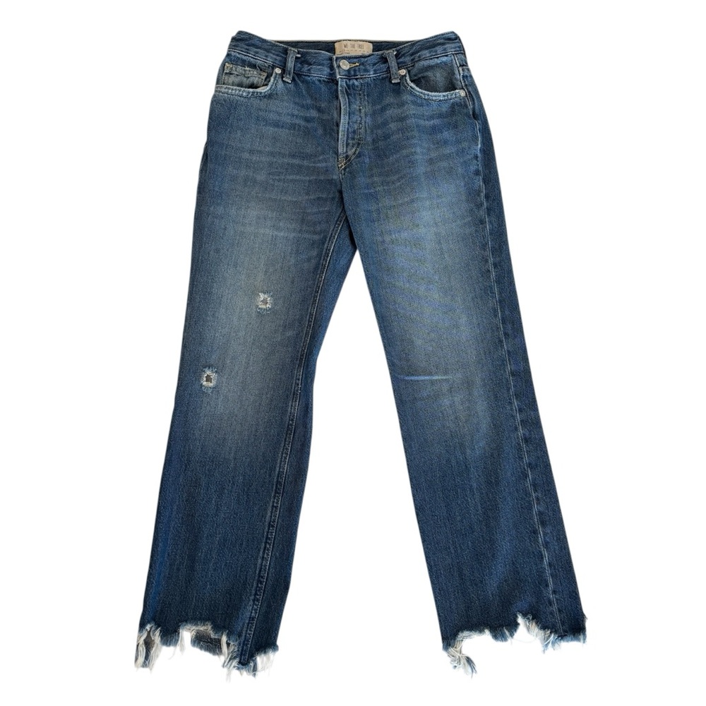We The Free People shark bite hem crop jeans 25 button fly distressed high rise